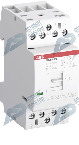 ABB Контактор EN25-30N-06 модульный (25А АС-1, 3НО), катушка 230В AC/DC