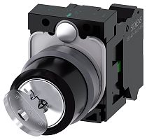 3SU1130-4BF11-3BA0-ZY19 ПОВОРОТНЫЙ ПЕРЕКЛЮЧАТЕЛЬ С КЛЮЧОМ RONIS, 22MM, КРУГЛЫЙ, ПЛАСТИК С МЕТАЛЛИЧЕСКИМ ФРОНТАЛЬНЫМ КОЛЬЦОМ, NO. ЗАМКА SB30, С 2 КЛЮЧАМИ, 2 КОММУТАЦИОННЫХ ПОЛОЖЕНИЯ O-I, С ФИКСАЦИЕЙ, УГОЛ ПЕРЕКЛЮЧЕНИЯ 90 ГРАД., 10:30Ч/13:30Ч, ПОЛОЖЕНИЯ ИЗВ