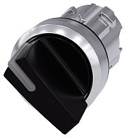 3SU1052-2BC10-0AA0 SELECTOR SWITCH, CAN BE ILLUM., 22MM, ROUND, METAL, SHINY, BLACK, SHORT SELECTOR SWITCH, 2 SWITCH POSITIONS O<I, MOMENTARY CONTACT TYPE, ACTUATING ANGLE 45 DEG., 10:30H/12H