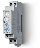 Finder Контрольное реле для 1-фазных сетей; пониженное/повышенное напряжение, настраиваемые диапазоны; выход 1CO 10А; модульное, ширина 17.5мм; степен