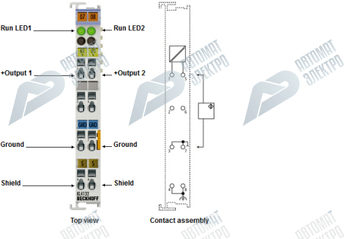 Beckhoff. 2-канальный модуль аналогового выхода -10 В…+10 В, 16 бит - KS4132 Beckhoff