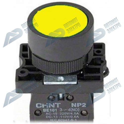 Кнопка управления NP2-BW3565 1НО+1НЗ желтая AC/DC24В(LED) IP40 (R)(CHINT) 574346