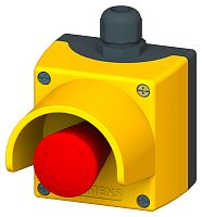 3SF5811-2AB08 AS-INTERFACE ENCLOSURE FOR COMMAND DEVICES, 22MM, ROUND, ENCLOSURE MATERIAL METAL, YELLOW ENCLOSURE TOP PART, WITH PROTECTIVE COLLAR, 1 COMMAND POINT, A=EMERGEN.-STOP MUSHROOM PUSHBUTTON RED, 40MM, ROTATE TO UNLATCH, 1NC, 1NC, CABLE ENTRY FO
