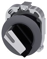 3SU1062-2DC60-0AA0-ZY19 АКТУАТОР ПОВОРОТНОГО ПЕРЕКЛЮЧАТЕЛЯ С ВОЗМОЖНОСТЬЮ ПОДСВЕТКИ, 30MM, КРУГЛ., МЕТАЛЛ МАТОВЫЙ, КОРОТКАЯ ЧЁРНАЯ РУКОЯТКА С БЕЛОЙ ВСТАВКОЙ, ПЛОСКОЕ ФРОНТАЛЬНОЕ КОЛЬЦО, 2 КОММУТАЦИОННЫХ ПОЛОЖЕНИЯ: O<I, БЕЗ ФИКСАЦИИ, УГОЛ ПОВОРОТА РУКОЯТКИ