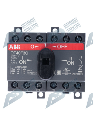 ABB OT40F3С Выключатель-разъединитель реверсивный 3Р 40А с ручкой управления фото 5