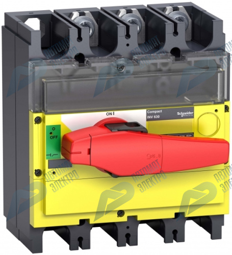 SE Compact INS/INV Выключатель-разъединитель INV630 3P красная рукоятка/желтая панель