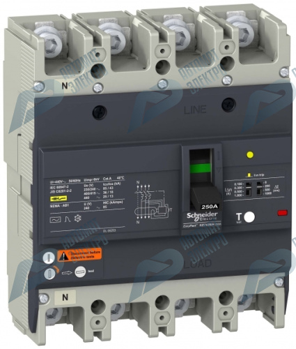 SE EasyPact EZC Автоматический выключатель с дифференциальной защитой 36кA 415В 4P3Т 125A