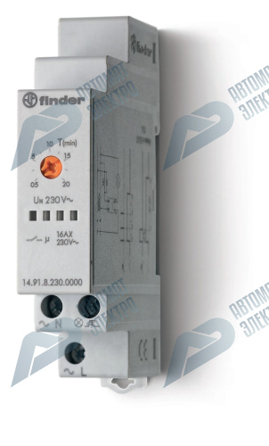Finder Модульный электронный лестничный таймер 1-функциональный; 1NO 16A; 3-проводная схема; питание 230В АC; ширина 17.5мм; степень защиты IP20; упак