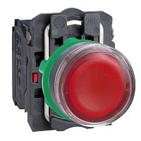 SE XB5 Кнопка с возвратом красная с подсветкой 230В 1НО+1НЗ