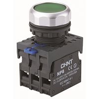 Кнопка управления NP8-11BND/3 с подсветкой , зелёная , 1НО+1НЗ, АС110В-230В(LED) IP65 (CHINT) 577787