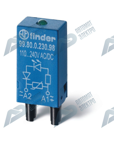 Finder Модуль индикации и защиты; зеленый LED + варистор; 110...240В AC/DC