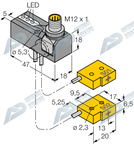 Индуктивный датчик TURCK NI2-Q6.5-0.04/0.1-BDS-2AP6X3-H1141/S34