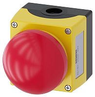 3SU1801-2NG00-2AA2 ENCLOSURE FOR COMMAND DEVICES, 22MM, ROUND, ENCLOSURE MATERIAL PLASTIC, ENCLOSURE TOP PART YELLOW, 1 COMMAND POINT PLASTIC, COMMAND POINT AT CENTER, A=EM. STOP PALM PUSHBUTTON RED, POSITIVE LATCHING, PULL TO UNLATCH, 1NC, 1NO, SCREW TER