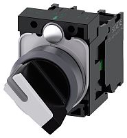 3SU1130-2BF60-1MA0 ПОВОРОТНЫЙ ПЕРЕКЛЮЧАТЕЛЬ С ВОЗМОЖНОСТЬЮ ПОДСВЕТКИ, 22MM, КРУГЛЫЙ, ПЛАСТИК С МЕТАЛЛИЧЕСКИМ ФРОНТАЛЬНЫМ КОЛЬЦОМ, КОРОТКАЯ ЧЁРНАЯ РУКОЯТКА С БЕЛОЙ ВСТАВКОЙ, 2 КОММУТАЦИОННЫХ ПОЛОЖЕНИЯ O-I, С ФИКСАЦИЕЙ, УГОЛ ПЕРЕКЛЮЧЕНИЯ 90 ГРАД., 10:30Ч/13
