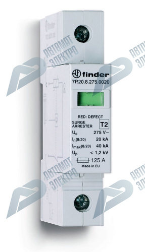 Finder Устройство защиты от импульсных перенапряжений УЗИП тип 2 (1 варистор); Uc=130В AC; модульный, ширина 17.5мм; без доп.контакта; степень защиты