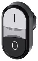 3SU1000-3AB61-0AK0 АКТУАТОР ДВОЙНОЙ КНОПКИ, 22MM, КРУГЛ., ПЛАСТИК, КНОПКА БЕЛАЯ: I, КНОПКА ЧЁРНАЯ: O, FLAT BUTTONS