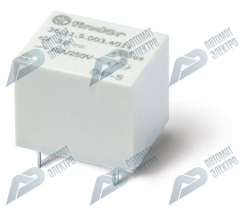Finder Миниатюрное электромеханическое реле; монтаж на печатную плату; формат "кубик сахара"; 1CO 10A; Контакты AgSnO2; катушка 5В DС;  влагозащита RT