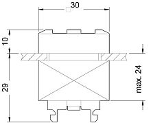 3SB3110-0AA63 26X26MM PLASTIC SQUARE ACTUATOR: PUSHBUTTON W.RAISED FRONT RING, CASTELLA. WITH HOLDER WHITE
