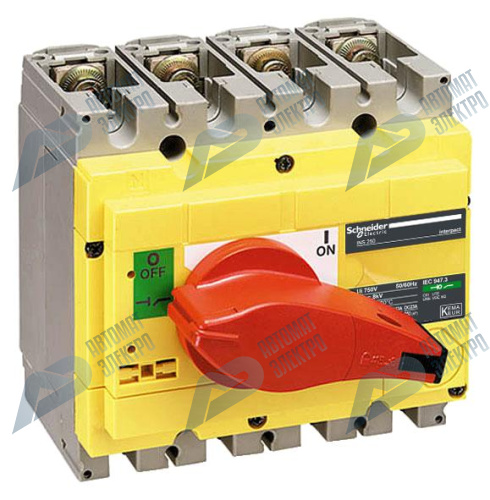 SE Interpact INS/INV Выключатель-разъединитель INS250 4P 200A красно-желтая фото 2