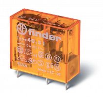 Finder Миниатюрное универсальное электромеханическое реле; монтаж на печатную плату или в розетку; выводы с шагом 5мм; 1СO 10A; контакты AgNi+Au; кату