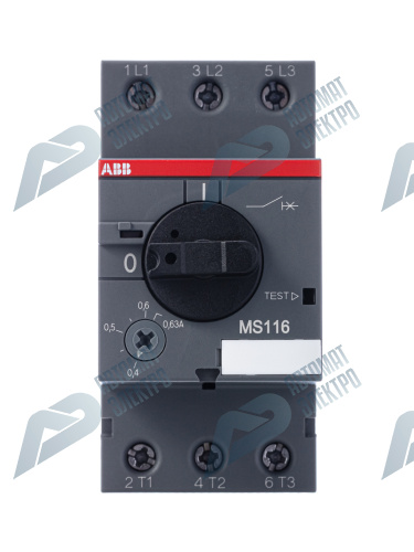 ABB Выключатель автоматический MS116-0.63 50 кА с регулир. тепловой защитой 0,40A-0,63А Класс тепл. расцепит. 10 фото 2