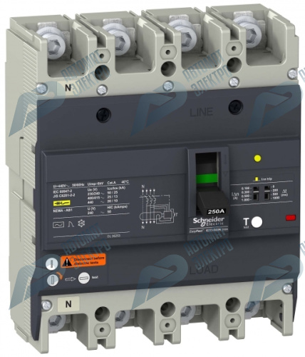 SE EasyPact EZC Автоматический выключатель с дифференциальной защитой 25кA 415В 4P3Т 63A