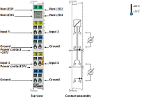 Beckhoff. 4-канальный модуль аналогового входа 0…10 В, 12 бит, 4 x 2-проводная технология - KS3464 Beckhoff
