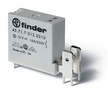 Finder Низкопрофильное миниатюрное электромеханическое реле; монтаж на печатную плату; выводы с шагом 5мм + Faston 250(6.3x0.8мм); 1NC 16A; контакты A