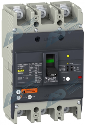 SE EasyPact EZC Автоматический выключатель с дифференциальной защитой 25кA 415 В 3P3Т 63A
