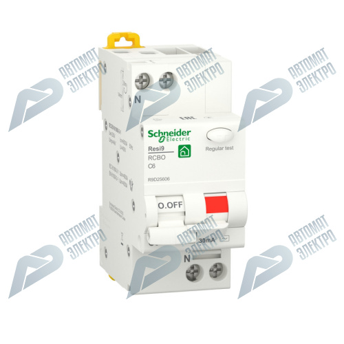 SE RESI9 Автоматический выключатель дифференциального тока (ДИФ) 1P+N С 6А 6000A 30мА тип AС