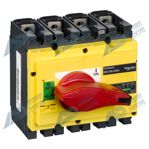 SE Interpact INS/INV Выключатель-разъединитель INS250 4P 200A красно-желтая