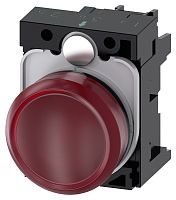 3SU1106-6AA20-1AA0 СВЕТОВОЙ ИНДИКАТОР, 22MM, КРУГЛЫЙ, ПЛАСТИК, КРАСНЫЙ МАТОВЫЙ РАССЕИВАТЕЛЬ, С ДЕРЖАТЕЛЕМ, МОДУЛЬ ПОДСВЕТКИ С ИНТЕГРИРОВАННЫМ СВЕТОДИОДОМ 230V AC, ВИНТОВЫЕ КЛЕММЫ
