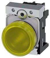 3SU1156-6AA30-1AA0 СВЕТОВОЙ ИНДИКАТОР, 22MM, КРУГЛЫЙ, МЕТАЛЛИЧЕСКИЙ ГЛЯНЦЕВЫЙ, ЖЁЛТЫЙ МАТОВЫЙ РАССЕИВАТЕЛЬ, С ДЕРЖАТЕЛЕМ, МОДУЛЬ ПОДСВЕТКИ С ИНТЕГРИРОВАННЫМ СВЕТОДИОДОМ 230V AC, ВИНТОВЫЕ КЛЕММЫ