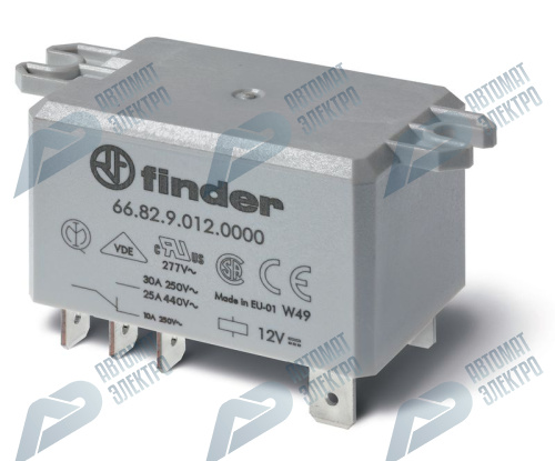 Finder Силовое электромеханическое реле; монтаж в наконечники Faston 250 (6.3x0.8мм); 2NO 30A (зазор ≥ 3мм); контакты AgCdO; катушка 110В DC; влагозащ