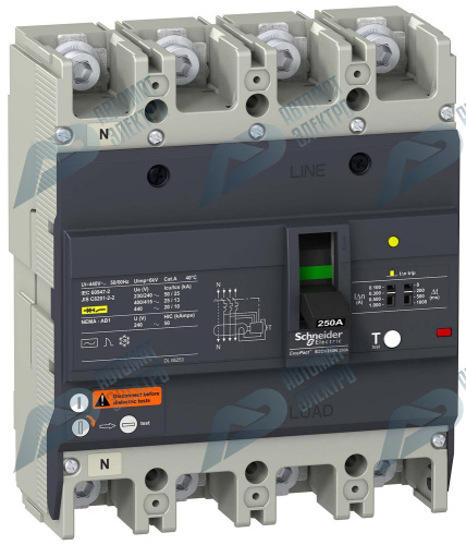 SE EasyPact EZC Автоматический выключатель с дифференциальной защитой 25кA 415В 4P3Т 200A фото 3
