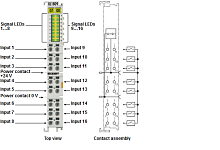 Beckhoff. 16-канальный модуль цифрового входа 24 В постоянного тока, входной фильтр 0,2 мс, тип 3 - KL1819 Beckhoff