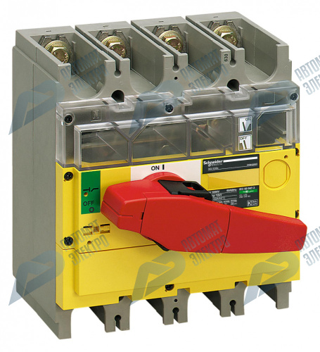 SE Compact INS/INV Выключатель-разъединитель INV400 4P красная рукоятка/желтая панель
